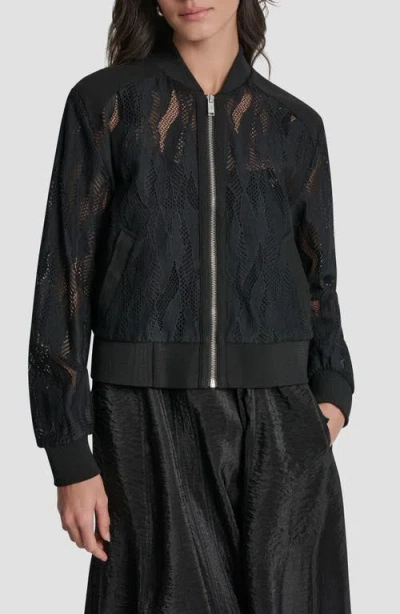 Dkny Abstract Lace Jacket In Black