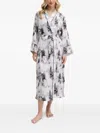 Dkny Abstract-print Belted Robe In White