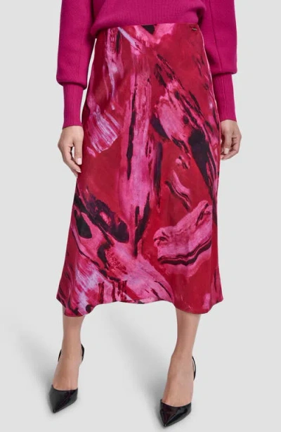 Dkny Abstract Print Bias Cut Midi Skirt In Multi
