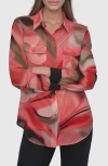 Dkny Abstract Print Chiffon Button-up Shirt In Brushd Mar