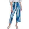 Dkny Abstract Print Crop Linen Drawstring Pants In Caribbean