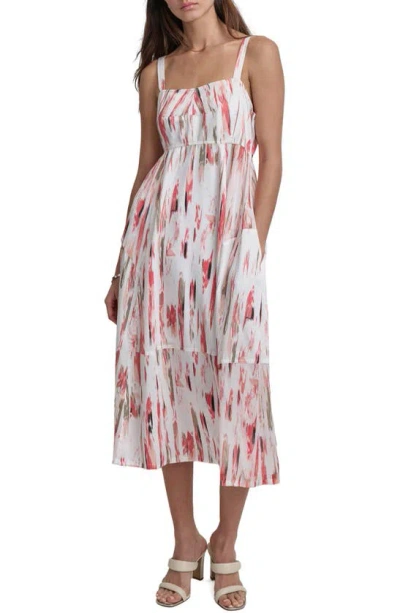 Dkny Abstract Print Midi Dress In Broken Brush Stroke