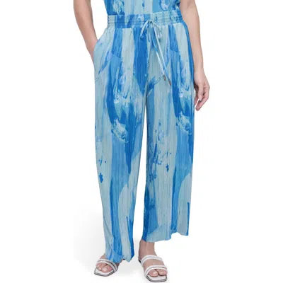 Dkny Women's Printed Pull-on Plisse Pants In Maculate Marble