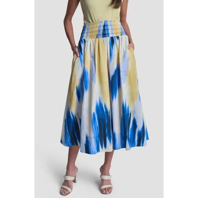 Dkny Abstract Print Poplin Midi Skirt In Multi