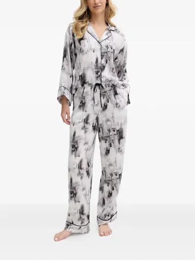 Dkny Abstract-print Pyjama Set In Gray