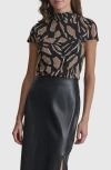 Dkny Abstract Print Rib Top In Abstract Geometric Truffle