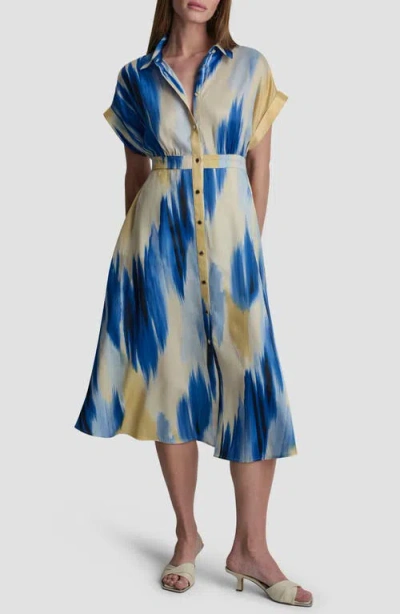 Dkny Abstract Satin Shirtdress In Multi