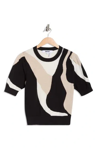 Dkny Abstract Short Sleeve Sweater In Multi