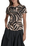 Dkny Abstract Zebra Print Stretch Cotton Top In Multi