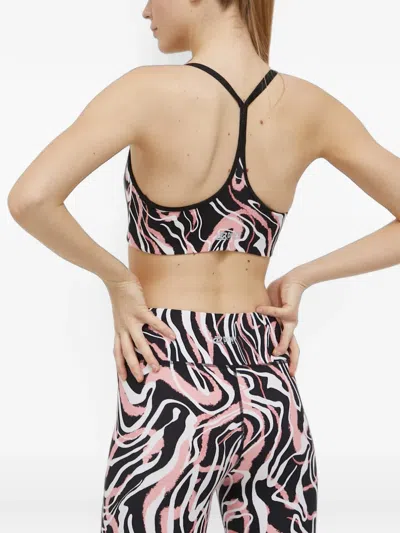Dkny Abstract-print Racerback Sports Bra In Black