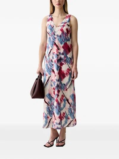 Dkny Abstract-print Sleeveless Maxi Dress In Multi