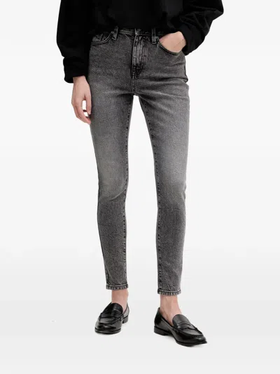 Dkny Acid-wash Skinny-cut Jeans In Gray