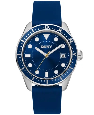 Dkny Active Crosby Sport Dark Blue Silicone Strap Men's Watch In Multi