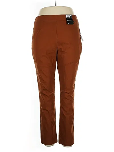 Pre-owned Dkny Active Pants In Brown