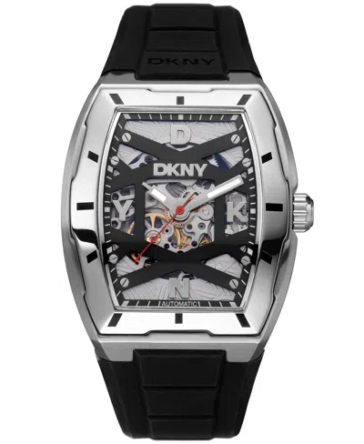 Dkny Active Urban Automatic Silicone Strap Black Dial Silver Men's Watch