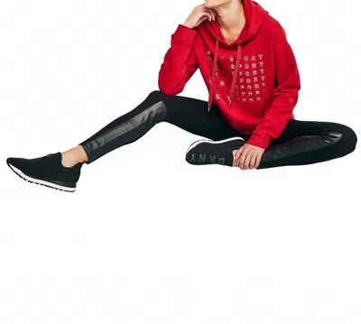 Dkny Activewear Metallic Logo Cropped Hoodie In Rosetta In Red