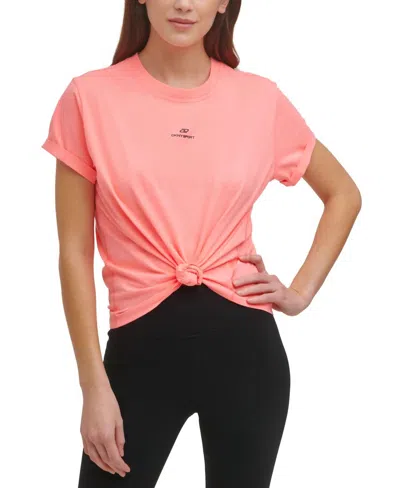 Dkny Activewear Sport Cotton Logo T-shirt In Atomic Pink