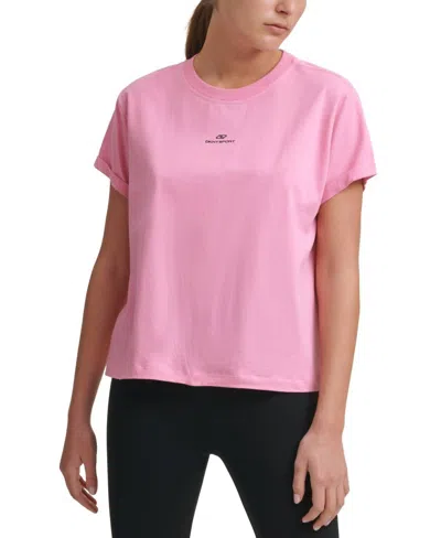 Dkny Activewear Sport Cotton Logo T-shirt In Bubble Gum In Multi