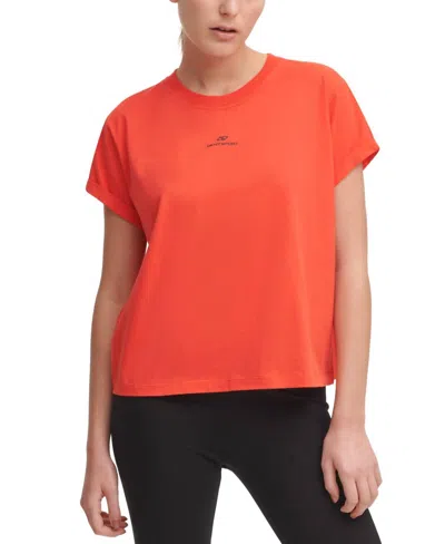 Dkny Activewear Sport Cotton Logo T-shirt In Hibiscus In Pink