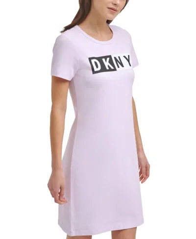 Dkny Activewear Sport Logo T-shirt Dress In Wildflower In Purple
