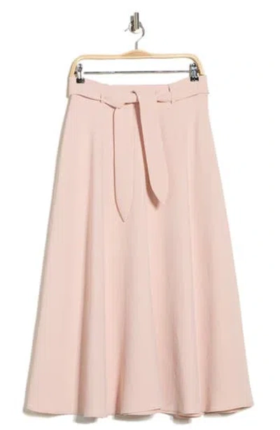 Dkny Aero Belted Crepe Midi Skirt In Pink