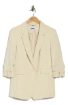 Dkny Aero Ruched Sleeve Crepe Blazer In Neutral