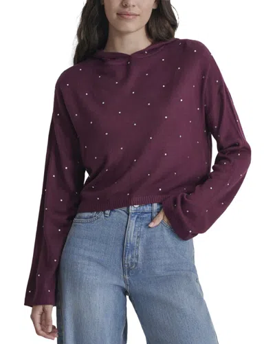 Dkny All Over Rhinestud Cropped Boxy Hoodie Sweater In Brown