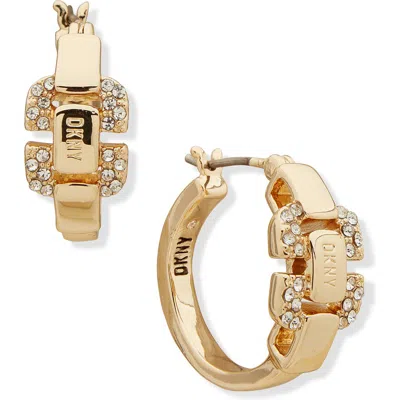 Dkny Allie Logo Hoop Earrings In Gold