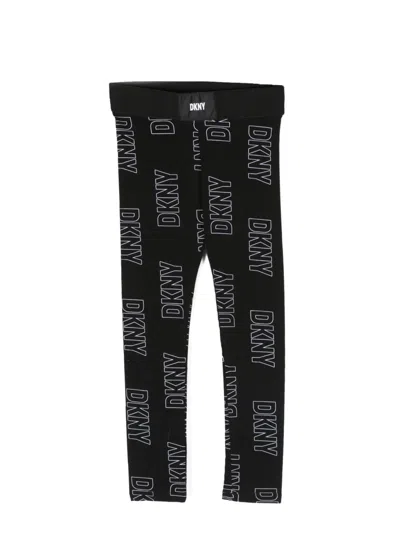 Dkny Allover Logo Leggings In Black