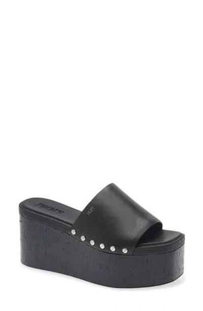 Dkny Alvy Platform Slide Sandal In Black
