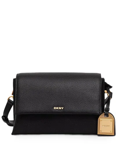 Dkny Alya Logo-plaque Crossbody Bag In Black