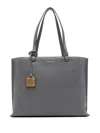 Dkny Alya Grained Leather Tote In Gray