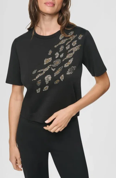 Dkny Animal Heat Set Stud Cotton T-shirt In Black