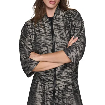 Dkny Animal Jacquard Jacket In Black