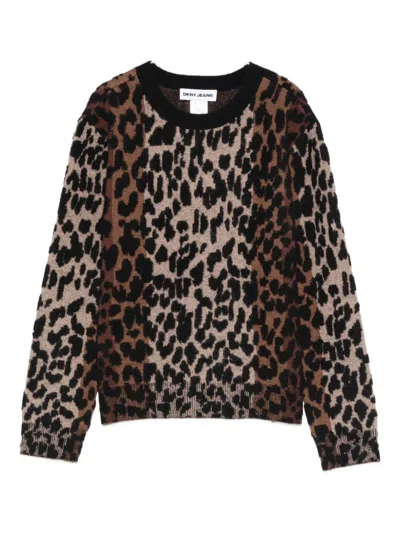 Dkny Animal-pattern Jumper In Brown