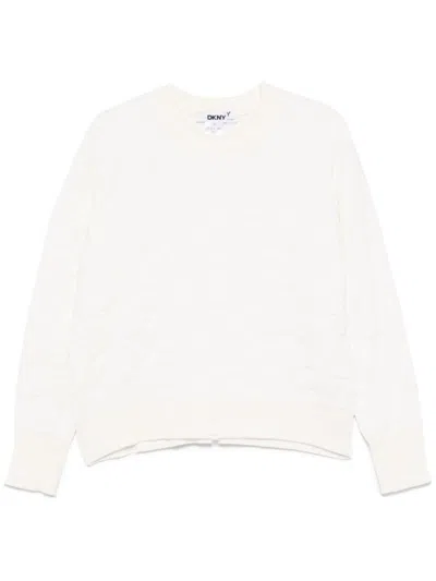 Dkny Animal-print Chenille Sweater In White