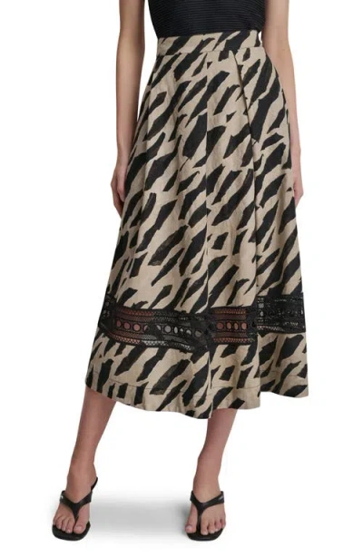 Dkny Animal Print Linen Blend Skirt In Multi