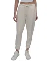 Dkny Women's Platinum Velour Rhinestone Logo Slim Fit Joggers In Neutral