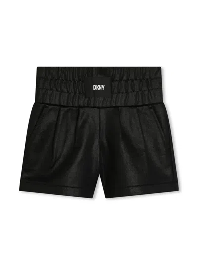 Dkny Kids' Appliqué-logo Jersey Track Shorts In Black