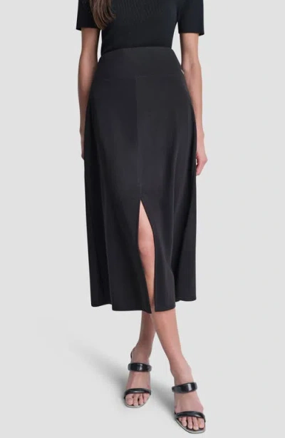Dkny Arid A-line Knit Midi Skirt In Black
