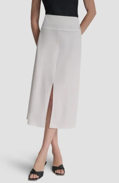 Dkny Arid A-line Knit Midi Skirt In White
