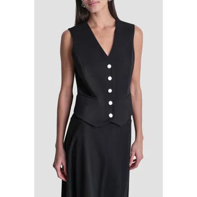Dkny Arid Cotton Blend Pique Vest In Black