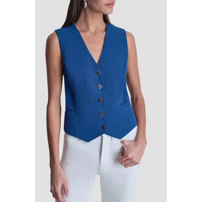 Dkny Arid Cotton Blend Pique Vest In Blue