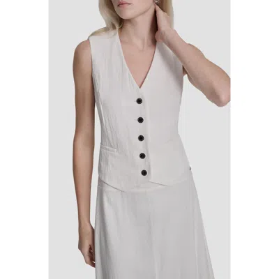 Dkny Arid Cotton Blend Pique Vest In White
