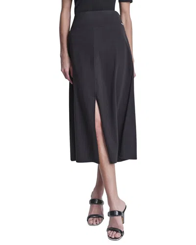Dkny Arid Pique Mini Logo Emblem Slit Skirt In Black