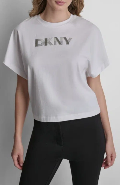 Dkny Art Deco Logo Graphic T-shirt In White