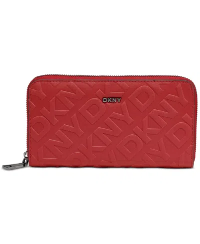 Dkny Ashlyn Large Zip-around Wallet In Bright Red