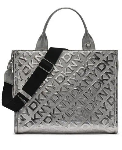 Dkny Ashlyn Medium Tote Bag In Silver