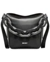 Dkny Aspen Mini Chain Handle Hobo Bag In Black,silv