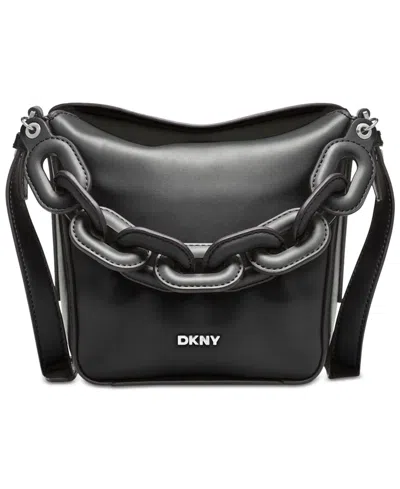 Dkny Aspen Mini Chain Handle Hobo Bag In Black,silv